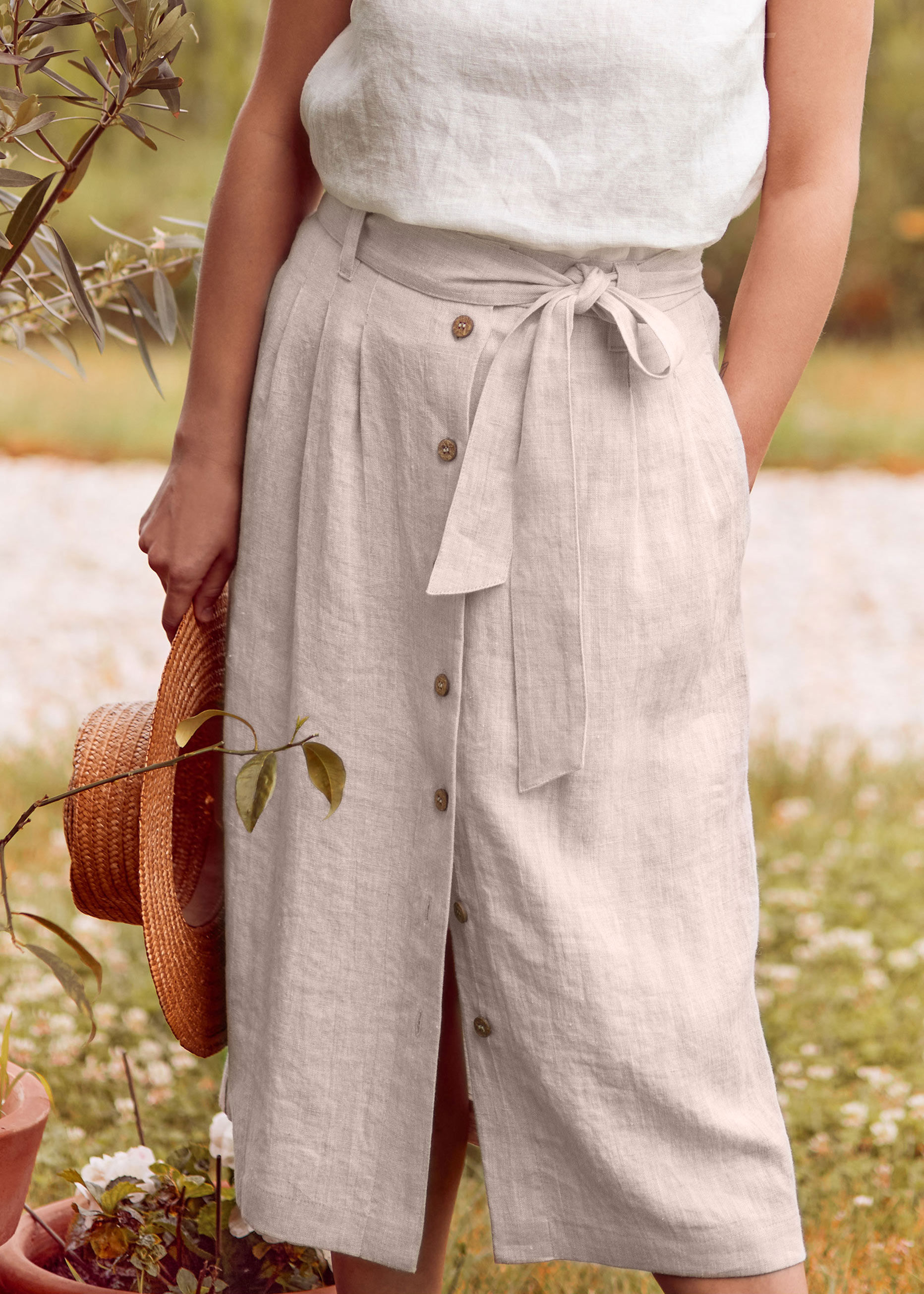She's Linen Slow Fashion Handmade Olivia Skirt Natural